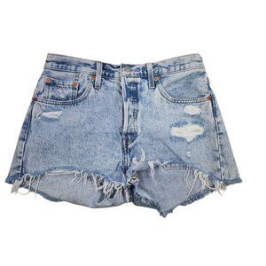 Levis Womens Distressed Denim High-Waisted‎ Shorts Size 28